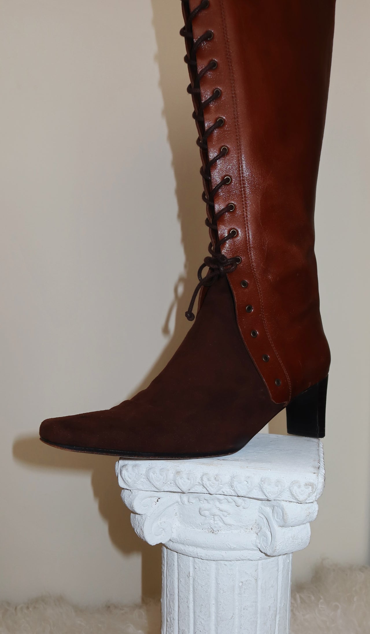 VINTAGE SPANISH TOSONE LACE UP BOOTS LEATHER & SUEDE